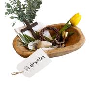 Christian Easter Decor Tray | Empty Tomb Easter Scene And Christian Cross Decoration, Symbols Of The Easters Resurrection, Oh Remember Kit For Home Office Desk Decor Meaningful Faith