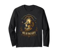 Christian Faith He is The Gift Vintage Adulto Natale Maglia a Manica
