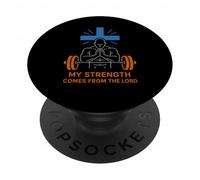 Christian Fitness My Strength From The Lord Bibbia Verse PopSockets PopGrip Adesivo