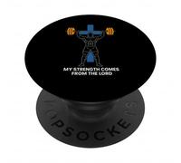 Christian Fitness My Strength From The Lord Mens Bibbia Verse PopSockets PopGrip Adesivo