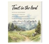 Christian Gift Ideas Scripture Poster Canvas Wall Art with Trust In The Lord Quote for Men Women Prayer Room or Study(Framed,12x18inch(30x45cm))