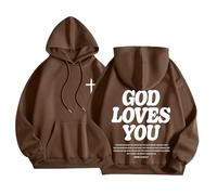 Christian God Loves You Felpe con cappuccio da donna vestibilità ampia grafica Gesù con disegni con cappuccio maglioni Faith Workou Lettera Felpe con cappuccio Comfort College Religioso Gesù salva