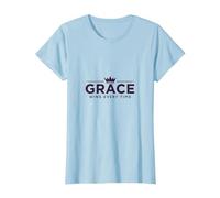Christian Grace Vince Ogni Volta Che la Corona ispiratrice Maglietta, Donna, Celeste, 3XL