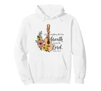 Christian Guitar Floral Salmo 150:6 Scritture Musica Fede Felpa con Cappuccio