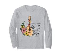 Christian Guitar Floral Salmo 150:6 Scritture Musica Fede Maglia a Manica