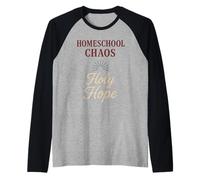 Christian Homeschool Mamma Esausto Caos Fede Umorismo Maglia con Maniche Raglan
