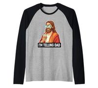 Christian I'm Telling Dad Funny Jesus Coffee Meme Maglia con Maniche Raglan