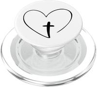 Christian Inspirational Pop Socket - Jesus Cross And Heart PopSockets PopGrip per MagSafe