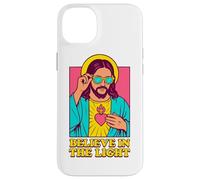 Christian Jesus Believe In The Light Anime Pop Art Bianco Custodia per iPhone 14 Plus