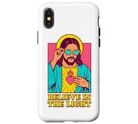 Christian Jesus Believe In The Light Anime Pop Art Bianco Custodia per iPhone X/XS