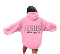 Christian Jesus Chase You Felpe con cappuccio da donna Moda allentata Università Pullover Felpe Faith Comfort Trendy con cappuccio Top grafici casual 2025 con disegni Gesù salva Pray The Lord, rosa, S