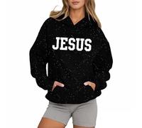 Christian Jesus Felpe con cappuccio da donna Workou Graphic Preppy Maglioni con cappuccio religioso vestibilità ampia casual vestiti da lettera 2025 pianura Gesù salva pregare il Signore con disegni