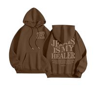 Christian Jesus Is My Healer Felpe con cappuccio occidentale da donna vestibilità ampia estiva da spiaggia pullover abiti Trust In The Lord Y2K Preppy Casual Graphic con cappuccio Top Vintage I Love