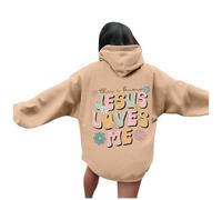 Christian Jesus Loves Me Felpe con cappuccio da donna Comfort Casual Grafica con cappuccio Felpe Faith Y2K Essential Letter Abiti con cappuccio Morbido Religioso Trust In The Lord Pullover Moda, cachi