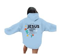 Christian Jesus Loves You Cartoon Felpe con cappuccio da donna 2025 Grafica con cappuccio Pullover Abiti Dio Carino Maglioni Personalizzati Signore Fede Pregare Il Signore Con Cappuccio Vestibilità