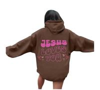 Christian Jesus Loves You Felpe con cappuccio da donna alla moda con lettera pullover top fede moda autunno grafica casual maglioni gotici religiosi pregare il signore con cappuccio Workou College