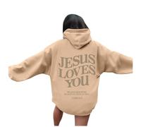 Christian Jesus Loves You Felpe con cappuccio da donna Felpe con cappuccio Western Lettera alla moda Faith Fashion Graphic Pullover Felpe con cappuccio 2025 Anime Religioso Dio Autunno Comfort Plain