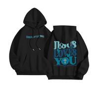 Christian Jesus Loves You Plain Felpe con cappuccio da donna Workou Casual con cappuccio Felpe Dio vestibilità ampia estetica lettera grafica maglioni alla moda fede occidentale maglione religioso