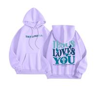 Christian Jesus Loves You Plain Felpe con cappuccio da donna Workou Casual con cappuccio Felpe Dio vestibilità ampia estetica lettera grafica maglioni alla moda fede occidentale maglione religioso