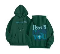 Christian Jesus Loves You Plain Felpe con cappuccio da donna Workou Casual con cappuccio Felpe Dio vestibilità ampia estetica lettera grafica maglioni alla moda fede occidentale maglione religioso