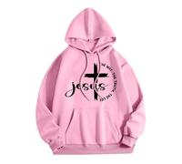 Christian Jesus The Way The Truth and The Life Country Felpe con cappuccio da donna Carino Lettera Grafica con cappuccio Maglioni Religioso Trendy Plain Casual Felpe Cartoon Faith Gesù salva, rosa, M