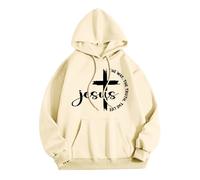 Christian Jesus The Way The Truth and The Life Country Felpe con cappuccio da donna Carino Lettera Grafica con cappuccio Maglioni Religioso Trendy Plain Casual Felpe Cartoon Faith Gesù salva, giallo