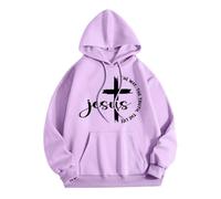 Christian Jesus The Way The Truth and The Life Country Felpe con cappuccio da donna Carino Lettera Grafica con cappuccio Maglioni Religioso Trendy Plain Casual Felpe Cartoon Faith Gesù salva, Viola