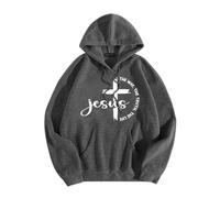 Christian Jesus The Way The Truth and The Life Country Felpe con cappuccio da donna Carino Lettera Grafica con cappuccio Maglioni Religioso Trendy Plain Casual Felpe Cartoon Faith Gesù salva, Grigio