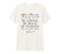 Christian Joshua 1:9 Bible Verse Be Strong Scripture Brave Maglietta Premium