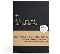 Christian Journal Co - Diario giornaliero di preghiera e gratitudine, 6 mesi, in pelle nera, per affermazioni bibliche e richieste di preghiera, libro di positività per studio e preghiera, regalo