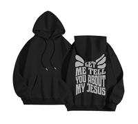 Christian Let Me Tell You About My Jesus Felpa con cappuccio da donna autunno manica lunga trendy con cappuccio vestiti religioso carino tinta unita girocollo grafica casual felpe Backwoods Dio, Nero