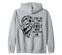Christian Lion "Posso fare tutte le cose attraverso Cristo" Bibbia Felpa con Cappuccio