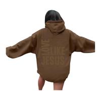 Christian Love Like Jesus Felpe con cappuccio da donna Fashion Graphic Summer con cappuccio Top Faith Fall Vintage Beach Casual Outfits Religious I Love Jesus Pullover Cute Cartoon Workou, Caff, S