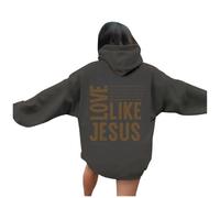 Christian Love Like Jesus Felpe con cappuccio da donna Fashion Graphic Summer con cappuccio Top Faith Fall Vintage Beach Casual Outfits Religious I Love Jesus Pullover Cute Cartoon Workou, Grigio, XXL
