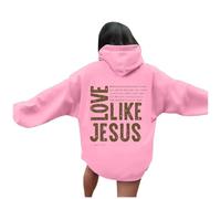 Christian Love Like Jesus Felpe con cappuccio da donna Fashion Graphic Summer con cappuccio Top Faith Fall Vintage Beach Casual Outfits Religious I Love Jesus Pullover Cute Cartoon Workou, rosa, XXL