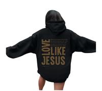 Christian Love Like Jesus Felpe con cappuccio da donna Fashion Graphic Summer con cappuccio Top Faith Fall Vintage Beach Casual Outfits Religious I Love Jesus Pullover Cute Cartoon Workou, Nero , S