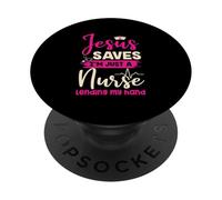 Christian Nurse Gesù salva sono solo un'infermiera che presta la mia mano PopSockets PopGrip Adesivo