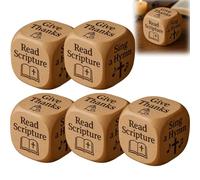 Christian Prayer Dice, Enhance Your Spiritual Journey with Our Christian Prayer Dice, Inspirational Beautifully Crafted Wooden Dices, Encouragement Gift for Family, Church(5PCS)