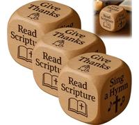 Christian Prayer Dice, Enhance Your Spiritual Journey with Our Christian Prayer Dice, Inspirational Beautifully Crafted Wooden Dices, Encouragement Gift for Family, Church(3PCS)