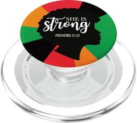 Christian Proverb Black Women She Is Strong PopSockets PopGrip per MagSafe