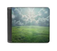 Christian Religioso Croce Luce di Dio Uomo Bifold Portafoglio Sottile Cassa Titolare Della Carta Della Borsa In Pelle, Stile:, Taglia unica