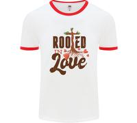 Christian Rooted In Love Cristianesimo Gesù Uomo Ringer T-Shirt