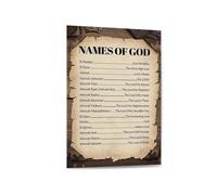 Christian Scripture Wall Art, Canvas Print Featuring the Names of God, Religious Home Decor for Bedroom, Office, Church(Unframed,08x12inch(20x30cm))