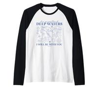 Christian Sea Life Isaia 43:2 acque profonde oceano versetto della Bibbia Maglia con Maniche Raglan