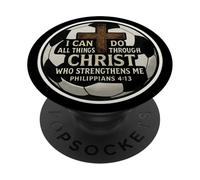 Christian Soccer Bibbia Versetto Citazione Filippesi 4:13 Calcio PopSockets PopGrip Adesivo