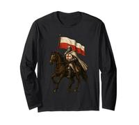 Christian Templar Knight con Polonia Flag - Catholic Maglia a Manica