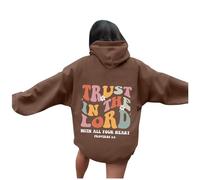 Christian Trust In The Lord Felpe con cappuccio da donna Autunno Grafica Gesù Plain Pullover Abiti religiosi Vestibilità ampia Casual con cappuccio Lettera Top Trendy Cool God Faith Cute Gothic Workou