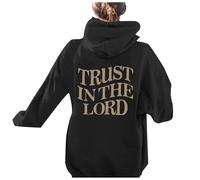 Christian Trust In The Lord Felpe con cappuccio da donna Grafica Comfort Gesù gotico con cappuccio Vestiti Pregare il Signore Vestibilità ampia Manica Lunga Felpe con cappuccio Moda College Dio