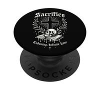 Christian Vintage Gotico Cranio Croce Sacrificio Enduring Love PopSockets PopGrip Adesivo