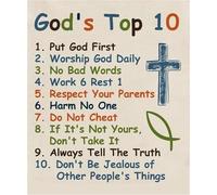 Christian Wall Art for Kids Room - Bible Verses & Ten Commandments Poster, Religious Decor for Children's Bedroom, Nursery, Sunday School, Inspirational Gift(Framed,08x12inch(20x30cm))